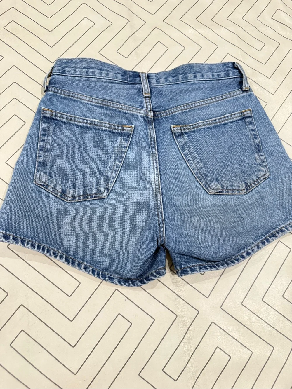 Agolde Blue Denim Parker Long Shorts